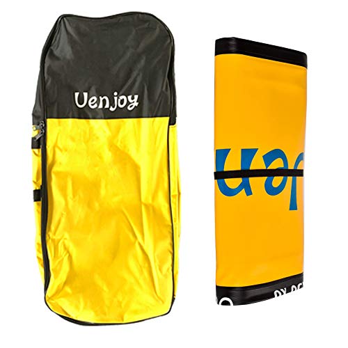Uenjoy 11\' Inflatable Stand Up Paddle Board (6 Inches Thick) Non-Slip Deck Adjustable Paddle Backpack,Pump, Repairing kit, Yellow