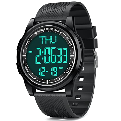 WIFORT Metall Herren Damen Digital Uhren, 5ATM Wasserdicht Sport Armbanduhr, Ultradünn Weitwinkel-Display Digitaluhren mit Wecker Countdown Stoppuhr Dual-Zeitzone Hintergrundbeleuchtung