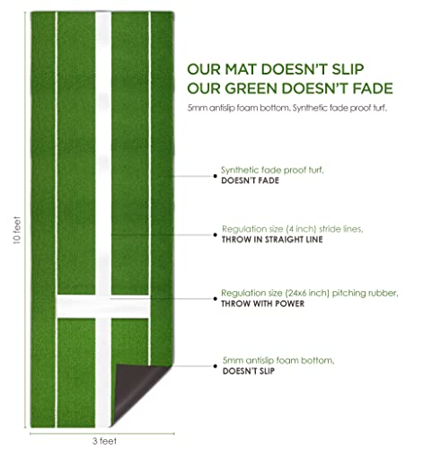 Softball Pitching Mat Softball Pitching Rubber Softball Pitching Mound For Indoor Outdoor Pitching Practice By Softball And Baseball Pitchers With Pitching Pad Antifade Antislip Pitch 10' X 3' Green #TOP1