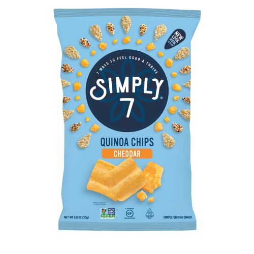 Simply 7, Quinoa Chips, Cheddar, 0.8 Oz, 24 Pack, Non-Gmo, Nut-Free, Vegetarian, Low Fat, Low Calorie, Cholesterol-Free #TOP16