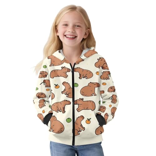 Girls Full Zip Hoodie Cute Cartoon Graphic Hoodies for Teen Kids Casual Pullover Sweatshirts with Pockets