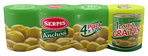 Serpis Aceituna Rellena de Anchoa, 4 x 120g