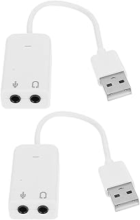 Hemobllo 2pcs Sound Card for PC External Audio Card USB Sound Card for Laptop USB Sound Card for PC Sound for Computer Practical Sound Card Independent Sound Card White Computer With Line