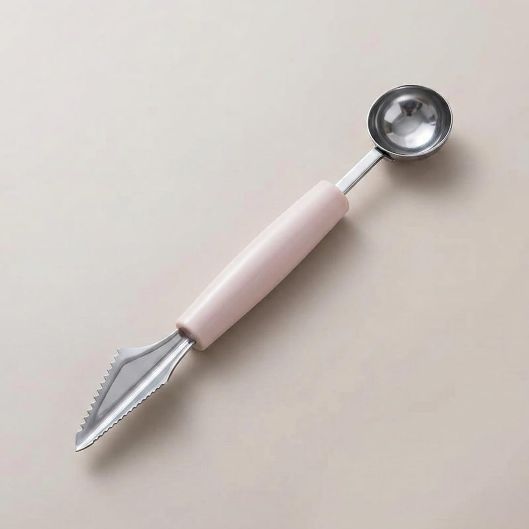 2 in 1 Melon Baller Scoop and Slicer Stainless Steel Multifunctional Fruit Carving Tool Set for DIY Fruit Salads Desserts Ice Creams Kitchen Gadgets Dual Headed Fruit Cutter and Scooper-image-15