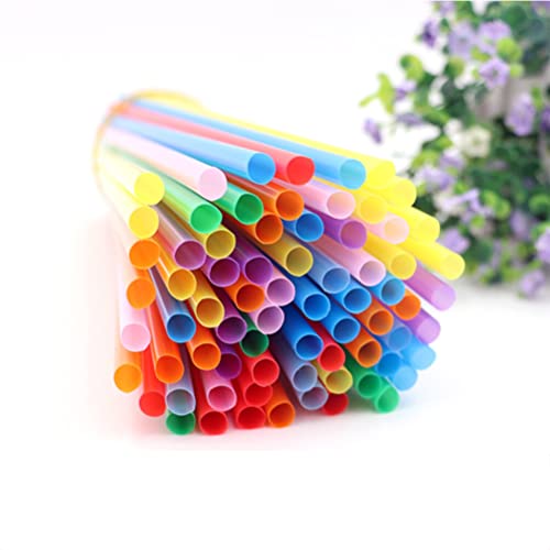 Image of Healeved 200 Pcs Plastic Disposable Straws 10.23 Inch Flat Mouth Straight Drinking Straws for Smoothies Cold Drinks Birthday Party Wedding Barbecue Use