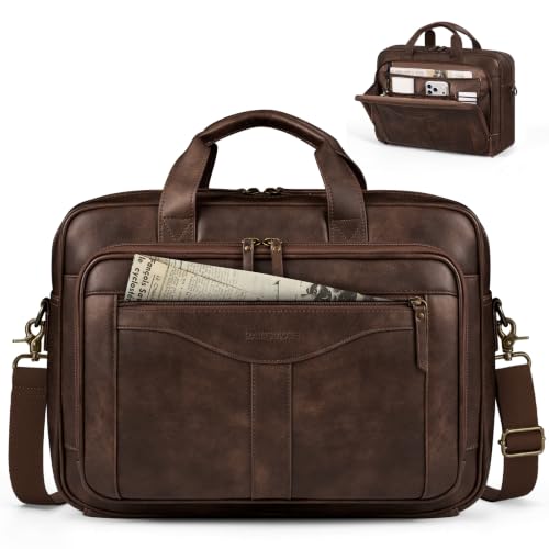 Image of RAINSMORE Messenger Bag for Men 16 inch Vintage PU Leather Laptop Briefcase