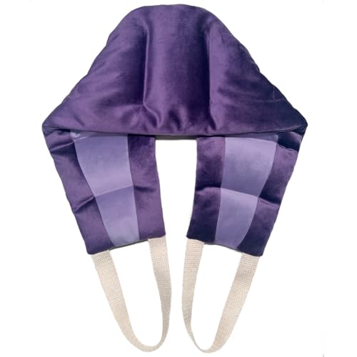 Kivdes Long Heating Pad for Neck and Shoulders and Back Weighted Microwavable Moist Heated Neck Wrap Hot Pack Microwave Heatable Bag Warm Compress Reusable with Handles 33.5"*5.9" Unscented Purple