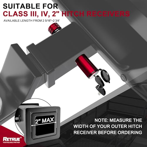 Image of RETRUE Trailer Locking Hitch Pin, 5 /8 inch Pin Hitch Lock, Fit 2 inch Receiver, Red