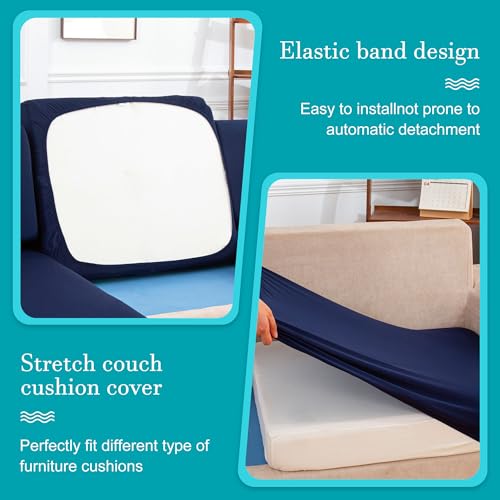 Image of 14Pcs Stretch Patio Cushion Covers,Outdoor Couch Covers Replacement,Outdoor Couch & Sofa Slipcovers,for Patio Furniture Cushion Covers,Washable Reusable Furniture Protector (Navy Blue,Cover Only)