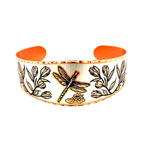 FRONT LINE JEWELRY Handmade Dragonfly Copper Cuff Bracelet – Adjustable