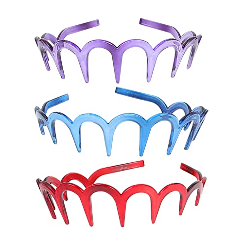 Minkissy 3Pcs Zig Zag Serrand Bandes de Bandes à Dents Denté Bandes de Tête Dame Accessoires de Forme de Vague Bande de en Plastique pour Femmes Filles Rouge Violet Bleu Cover