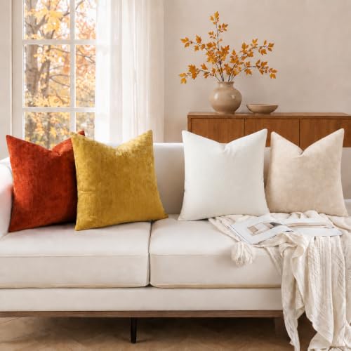decorUhome Soft Chenille Beige Throw Pillow Covers 26X26 Set of 2 by decorUhome - Used condition - Image 4