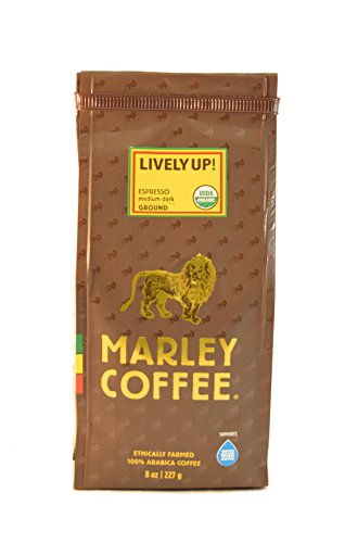 Marley Coffee, Organic Lively Up! Espresso Ground Coffee, 8 Ounce