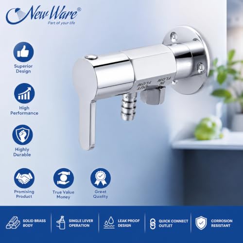 Image of New Ware CP Brass Water Purifier Tap Wall Mount Single Lever RO Water Filter Faucet with Quick Connect Outlet, Leak Proof Chrome Finish Replacement Tap for Home Kitchen Drinking Water Purifier