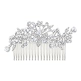 EVER FAITH Damen Haarkamm klar Strass Kristall Blühende Blumen Blatt Atemberaubend Hochzeit Braut Elegant Haarschmuck Klar Silber-Ton