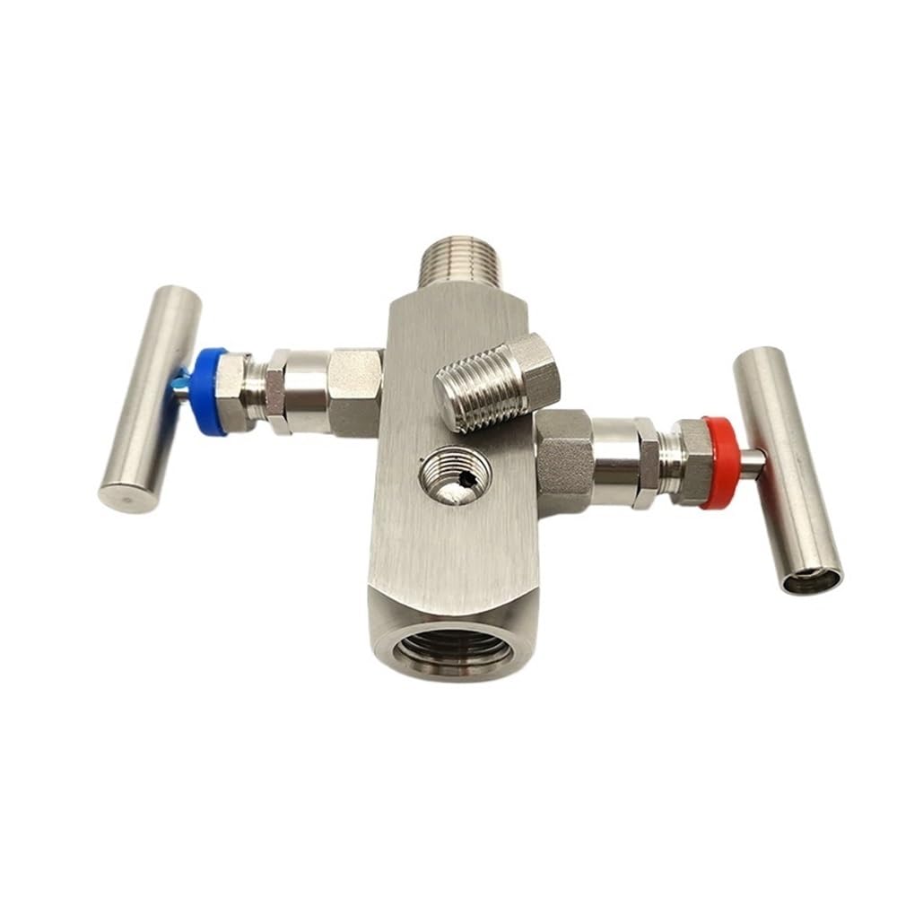 Stainless Steel Control Valve 1piece SS304 Two Needle Valve, 1/2 NPT Inside and Outside Thread Integrated Group for Instrument