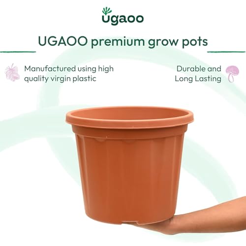 Image of UGAOO UV Treated Gardening Pots with Saucer(Bottom Tray) for Plants - 12 Inch (Terracotta) Plastic Plant Pots | Indoor & Outdoor Planters for Home, Balcony & Garden | Set of 5