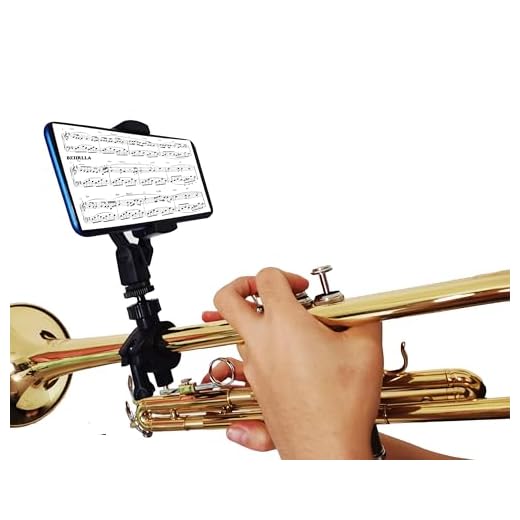 Banda de marcha ajustable para trompeta, oboe y clarinete. Monta tu teléfono de forma segura en instrumentos musicales, lee fácilmente partituras en PDF, toma videos, clip de música de apertura máxima