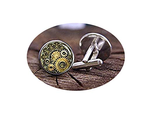 Mancuernillas Vintage Steampunk con Diseño de Reloj miniatura 1