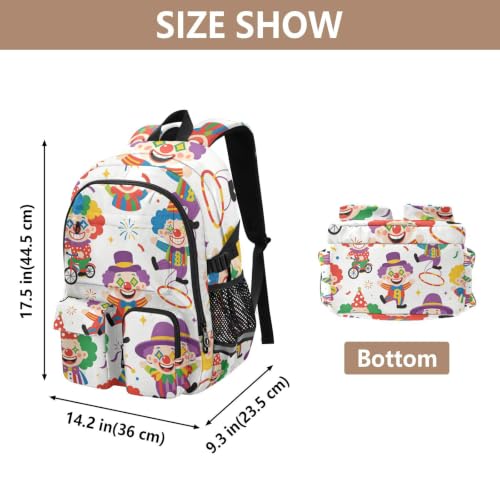 Mochila para equipaje de 17.5 pulgadas con estampado de payaso multicolor 3