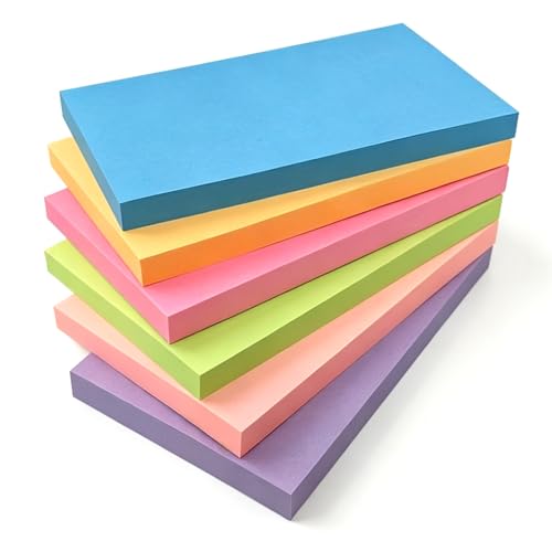 Image of 600 Sheets Large Sticky Pads 76 x 127mm(3"x5") Bright Sticky Notes Colourful Memo Notes Self-Stick Pads for Home School Office Note-Taking Schedule Checklist