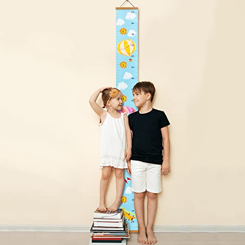 Rubyroo Baby Growth Chart - Growth Chart For Kids - Nursery Or Toddler Room Wall Decor For Boy - Removable Roll Up Canvas Children Height Measure Chart With Wood Frame - 7.9" X 79" Adventure Theme #TOP5