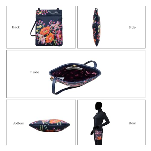 Image of Anuschka Women's Leather Crossbody Bag - Hand-Painted Genuine Leather Handbag with Pockets for Everyday Use - 448