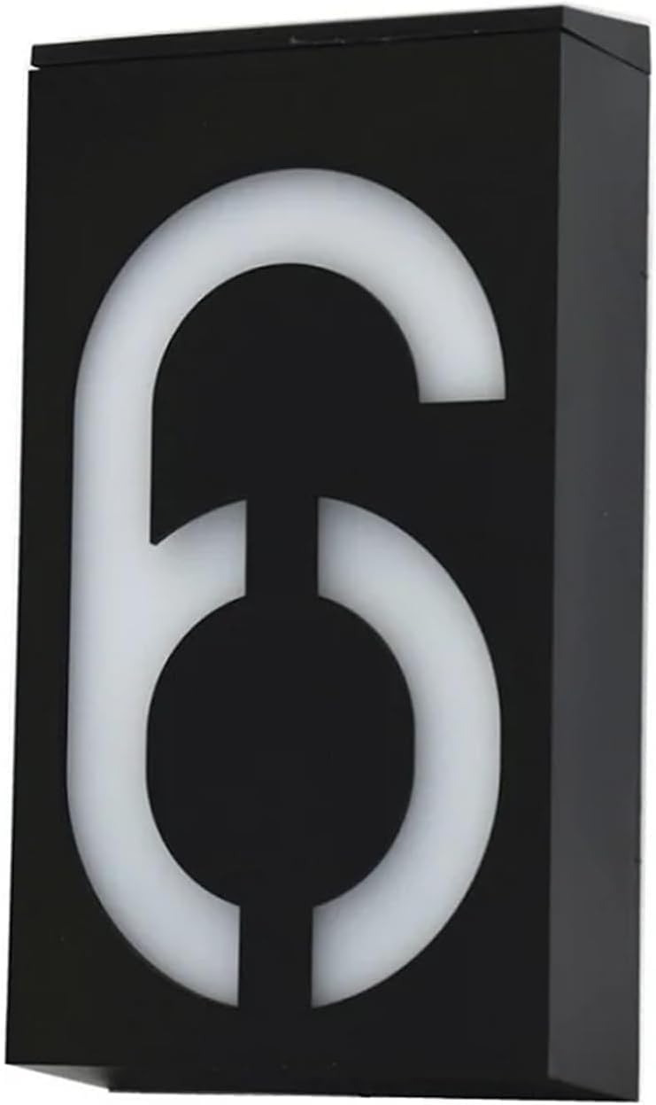Numeri di Porta Numeri Civici per Esterni Numero Civico Targa Ad Energia Solare Targa per Indirizzo Numero Civico Luci per Portico Esterno con Batteria Ricaricabile Solare, 6