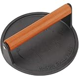 ZORMY 7-Inch Cast Iron Grill/Bacon Press Round Shape, Heavy-Duty Burger Press with Wood Handle 18cm