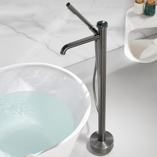 Robinet de bain sur pied gris 2 modes mitigeur colonne