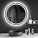 Dripex Badspiegel Rund mit Beleuchtung Led Spiegel mit Touch-Schalter, Dimmbar, 3 Lichtfarbe Einstellbare Runder Badezimmerspiegel mit Beleuchtung, Beschlagfrei 50x50 cm