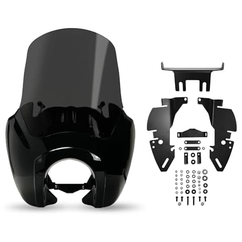 Krator Motorcycle Windshield Fairing, Wind Deflector, Motorcycle Accessories, Smoke Windscreen, Compatible with Harley Davidson Dyna, Super Glide T-Sport FXDXT, FXR & Softail FXBB/S, FLSB, FXLR/S Cover