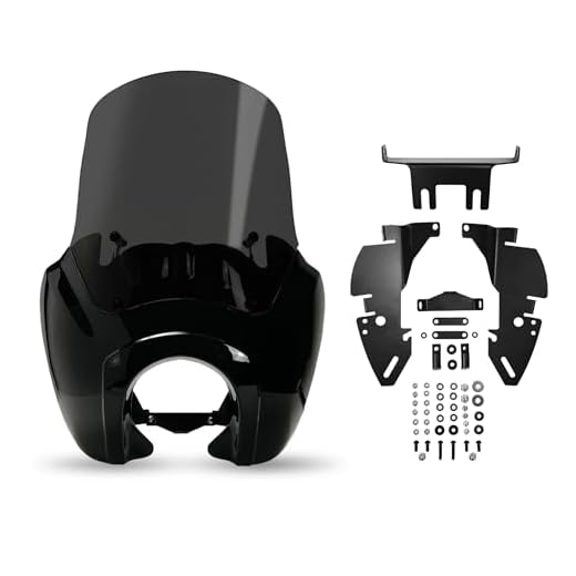 Krator Black & Smoke Tall Fairing Windshield Club Style Kit - Fairing Compatible with Harley-Davidson Dyna, Super Glide T Sport FXDXT, FXR, ABS Plastic Motorcycle Fairing, Aerodynamic-Ready