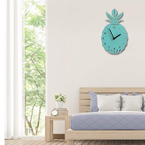 Creative Nordic Style Hollow Pineapple Wooden Mute Wall Clock Bedroom Home Decor - Yellow #TOP3