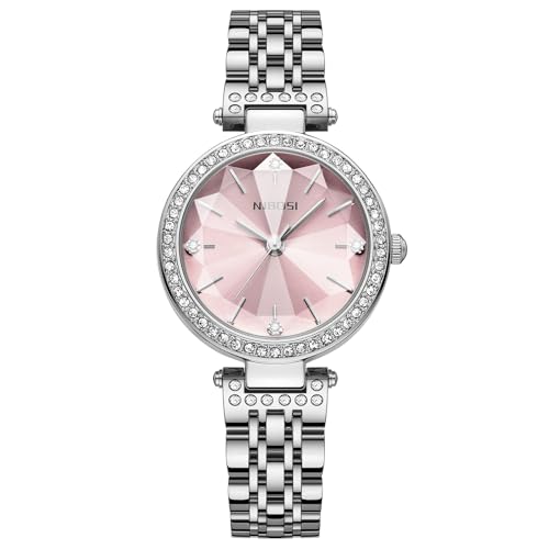 NIBOSI Women Stainless Steel Watches Analog Rose Gold Band and Square Dial Watch for Girls&Miss&Ladies Diamond