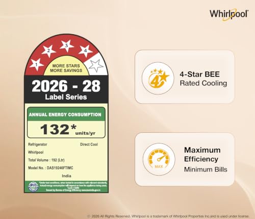 Image of Whirlpool 192 L 4 Star Icemagic Powercool Direct-Cool Single Door Refrigerator (215 IMPC PRM 4S IMPERIAL STEEL-Y-,Grey, 2026 Model)