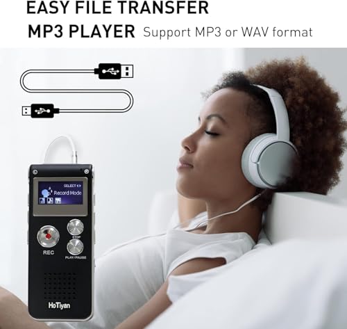 Image of Digital Voice Recorder Audio Recording - 64GB Audio Recorder with Playback Voice Activated Recorder for Lectures Meetings Interviews Recording Device Tape Recorder with Microphone USB Cable MP3 Player