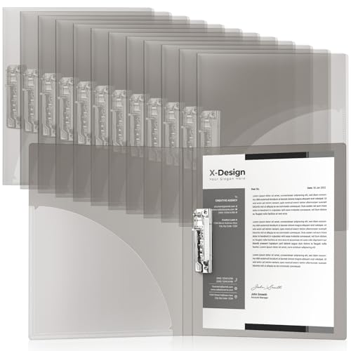 Teling 12 Pack Punchless Clamp Binder Folder 8.5 x 11 Inch R