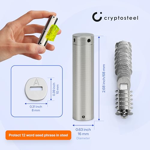 Cryptosteel Seed12 Metal Backup | Fireproof & Waterproof Cold Wallet for 12-Word BIP39 Seed Phrase | Secure Storage for Passwords & Private Keys | Compatible with Hardware Wallets (noir) - Image 7