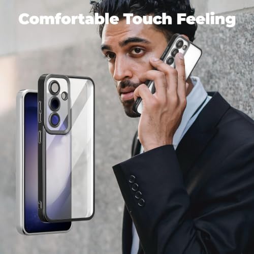 Image of VONZEE Clear Logo Electroplating Transparent Case for Samsung A55 5G, Magnetic Plating Electroplate TPU Cover, Individual Camera Protection for Each Lens - Black