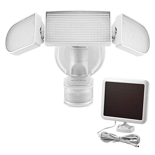 Solar Lights Outdoor, Mopha Super Bright LED Solar Motion Sensor Lights with Wide Angle Illumination; 1800LM 6500K, 3 Adjustable Heads, IP65 Waterproof Outdoor Security Flood Lights