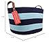 Sweetzer & Orange Large Woven Cotton Rope Storage Basket (Vegan Handles) - Blanket Storage Baskets, Laundry Basket, Toy Storage, Nursery Hamper - Decorative Blue Stripe Basket for Living Room