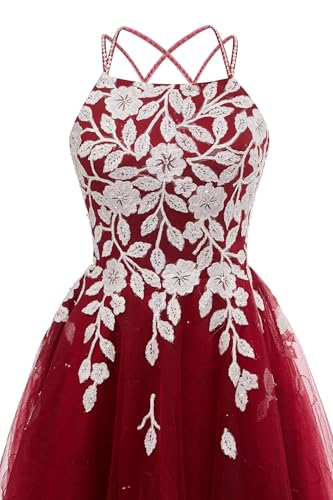 Changuan Lace Appliques Tulle Homecoming Dresses 2024 for Teens Short Prom Dress Spaghetti Strap Formal Cocktail Party Gowns3