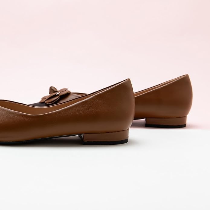 C.Paravano Women's Pointed Toe Two Tone Designer Ballet Flats - Leather Shoes for Dressy Casual Work Office Party3