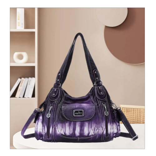 Image of Angel Kiss Purses for Women, Large Shoulder Bag Hobo Tote Purse Mutipocket Faux Leather Satchel Hobo Purse