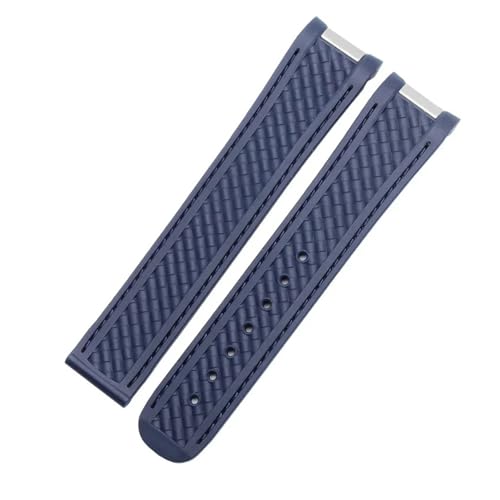 Imagen de JVEIWAD Correa de reloj caucho curva 20 mm compatible con Omega AT150 compatible Seamaster 300 AQUA TERRA pulseras buceo correa silicona negra y azul