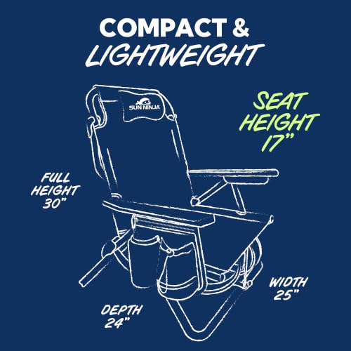 Image of SUN NINJA Folding Beach Chair for Adults with 17 inch seat Height - 1pc