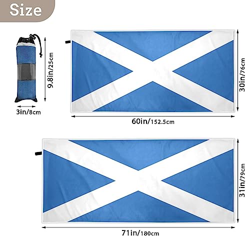Dalzium Scotland Flag Beach Towel, Sand Free And Super Absorbent Bath Towels For Adult And Kids, Oversized Camping Towels Sports Towel For Yoga, Swimming, Beach, Gym, Spa #TOP4