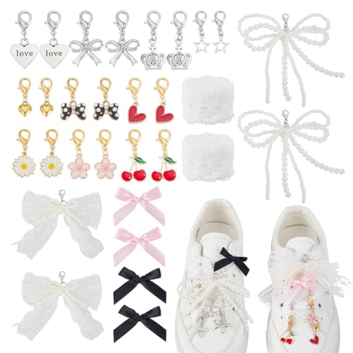 Breloques nœud pour baskets : lot de 30 bijoux de chaussures tendance