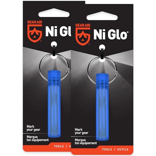 Gear Aid Ni Glo Lot de 2 porte-clés lumineux de 5,1 cm pour camping, plongée sous-marine et pêche de nuit, bleu